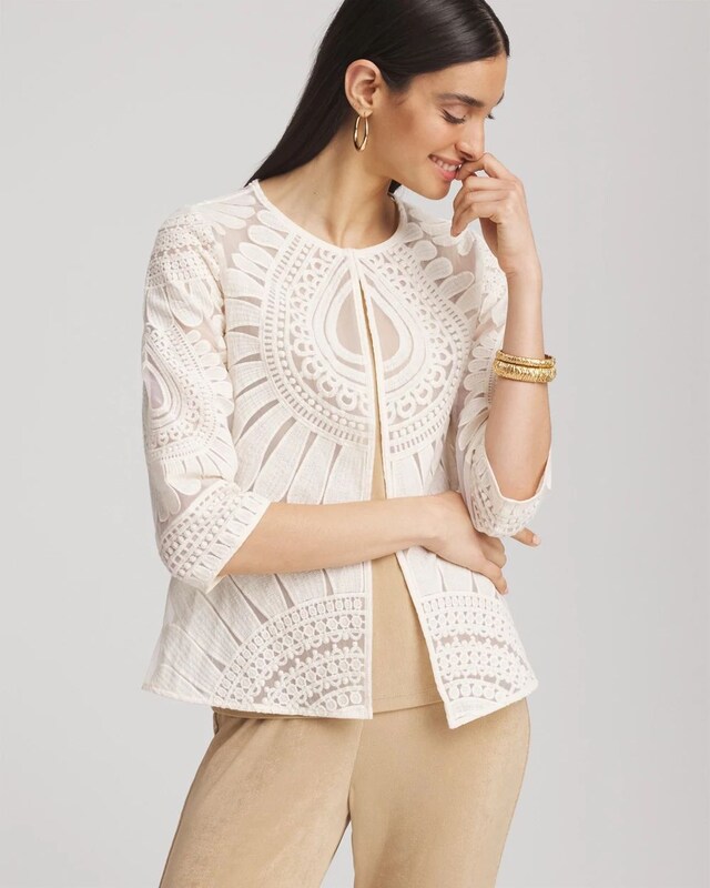 Travelers Collection Embroidered 3/4 Sleeve Jacket - image 1